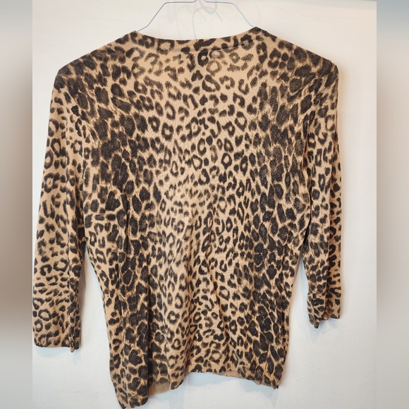 New York & Co. Brown Leopard Print Cardigan Sweater Animal Print Size M - Picture 5 of 5